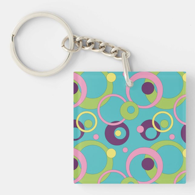 Funky Blue Circles Acrylic Keychain (Framsidan)