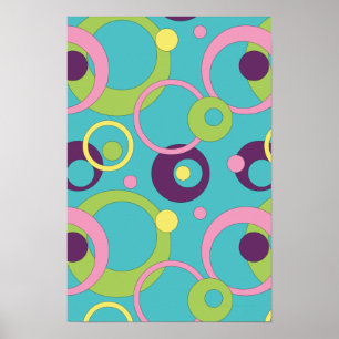 Funky Blue Circles Affisch