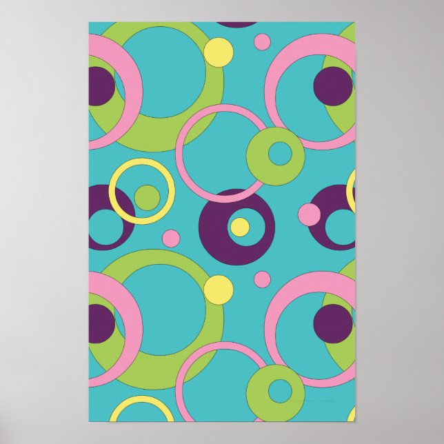 Funky Blue Circles Affisch (Framsidan)