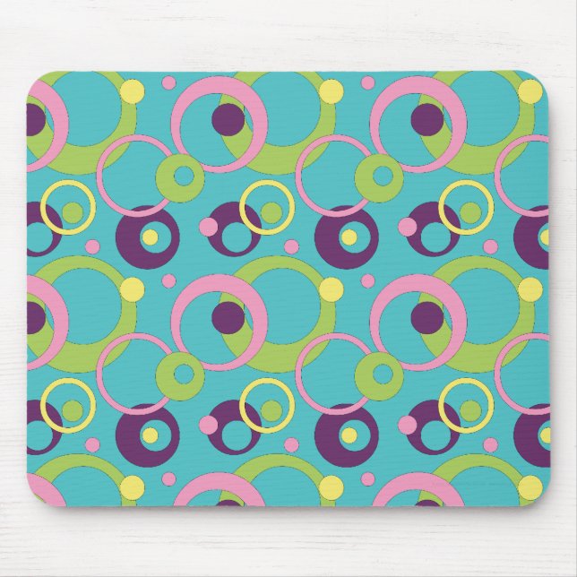 Funky Blue Circles Mousepad Musmatta (Framsidan)