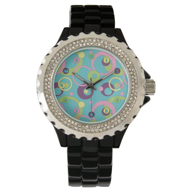 Funky Blue Circles Urklocka Armbandsur (Framsida)