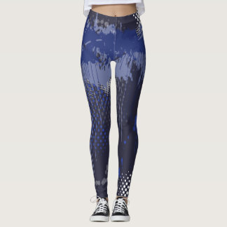 Funky Blue Grunge Mix Mönster Leggings