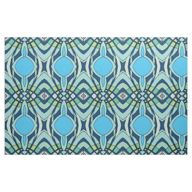 Funky Blue Mönster Tyg (Fat Quarter)