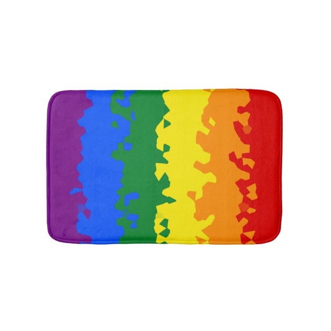 Funky Boho Abstrakt HBTQ Regnbågsmosaik Prideflagg Badrumsmatta (Framsidan)