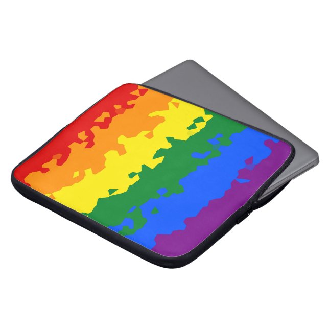 Funky Boho Abstrakt HBTQ Regnbågsmosaik Prideflagg Laptop Fodral (Framsida topp)