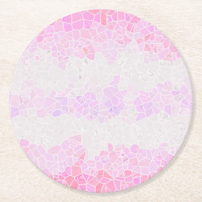 Funky Boho Abstrakt Mosaik Pomosexuell Prideflagga Underlägg Papper Rund (Framsidan)