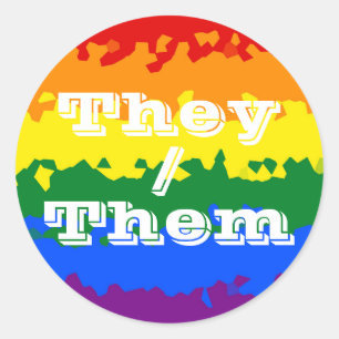 Funky Boho Anpassade Pronoun Gay pride Flagga Runt Klistermärke