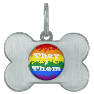 Funky Boho Anpassningsbar Pronomen Hbtq-fana ID-bricka Husdjur