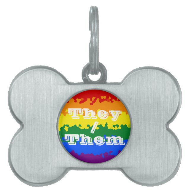 Funky Boho Anpassningsbar Pronomen Hbtq-fana ID-bricka Husdjur (Framsidan)
