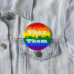 Funky Boho Anpassningsbar Pronomen Hbtq-fana Knapp