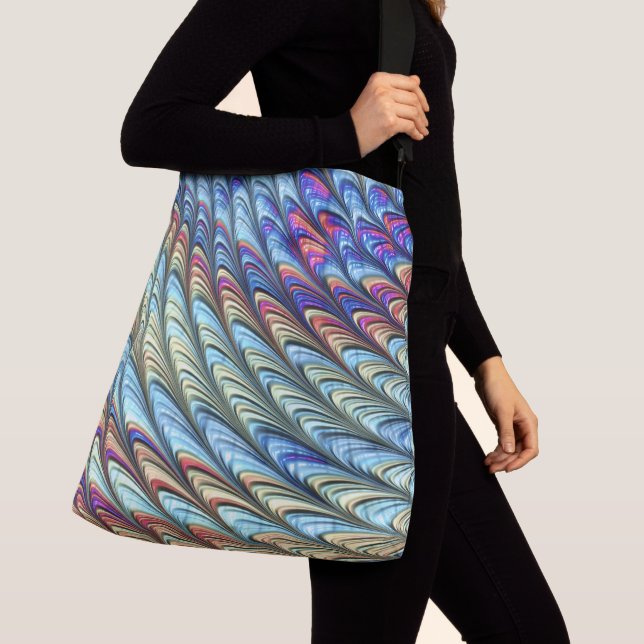 Funky Boho Färgglad Psykedelisk Våg Abstrakt Konst Axelväska (Närbild)