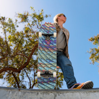 Funky Boho Färgglad Psykedelisk Våg Abstrakt Konst Mini Skateboard Bräda 18,5 Cm
