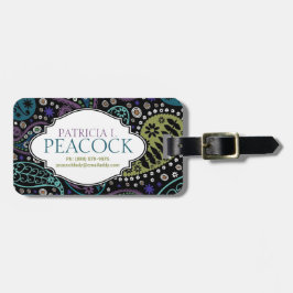 Funky Boho Hippie Peacock Paisley Personlig Bagagebricka