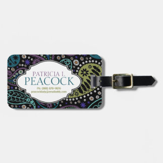 Funky Boho Hippie Peacock Paisley Personlig Bagagebricka