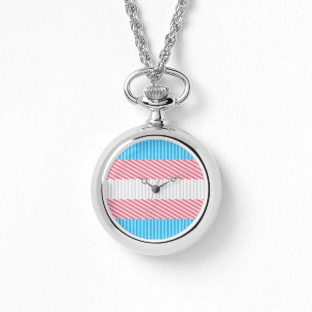 Funky Boho Rand Abstrakt Transgender Pride Flagga Armbandsur (Framsida)
