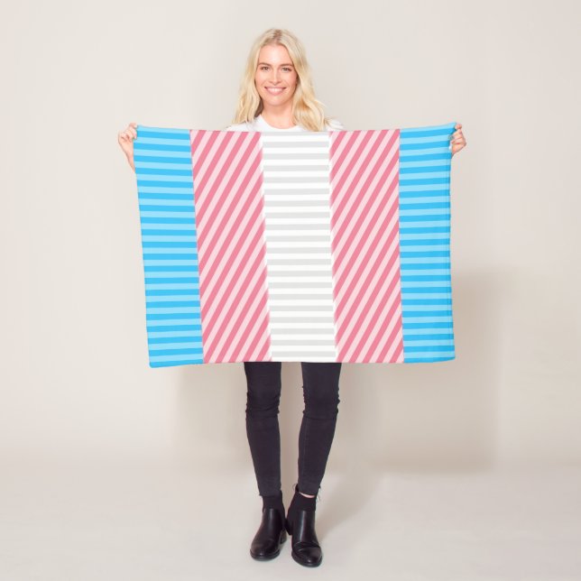 Funky Boho Rand Abstrakt Transgender Pride Flagga Fleecefilt (På plats)