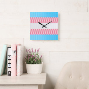 Funky Boho Rand Abstrakt Transgender Pride Flagga Fyrkantig Klocka