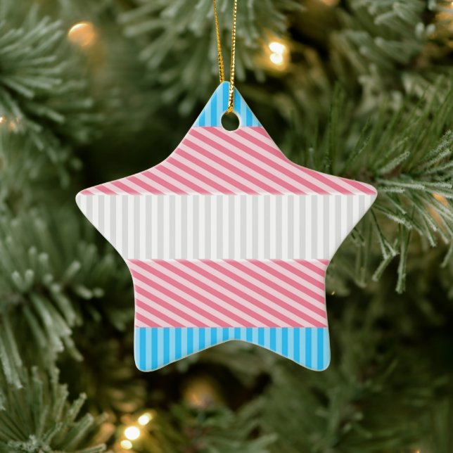 Funky Boho Rand Abstrakt Transgender Pride Flagga Julgransprydnad Keramik (Träd)