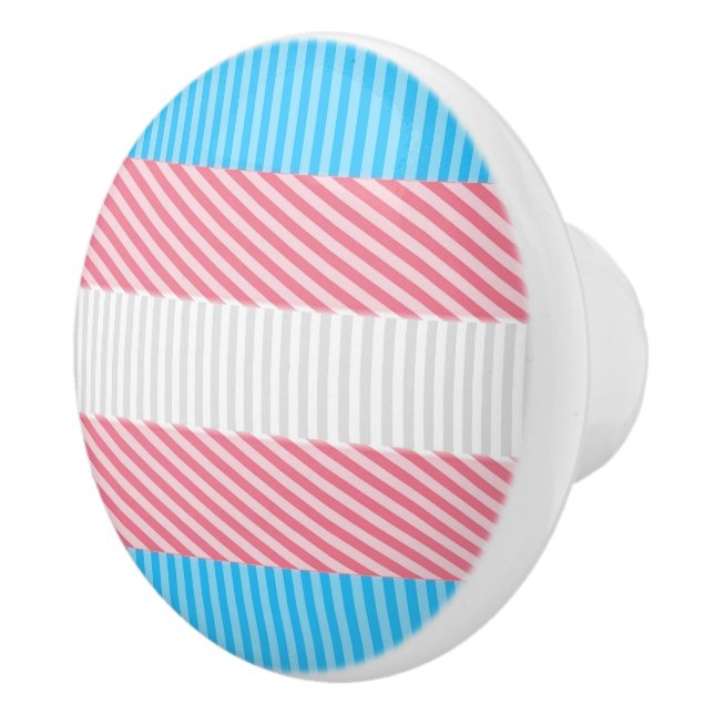 Funky Boho Rand Abstrakt Transgender Pride Flagga Knopp (Höger)