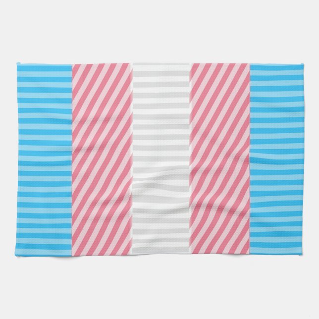 Funky Boho Rand Abstrakt Transgender Pride Flagga Kökshandduk (Horisontell)