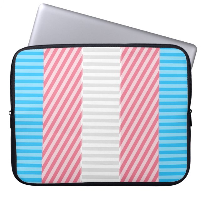 Funky Boho Rand Abstrakt Transgender Pride Flagga Laptop Fodral (Framsidan)