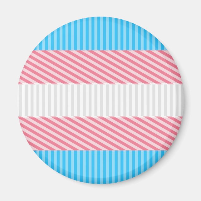 Funky Boho Rand Abstrakt Transgender Pride Flagga Magnet (Framsidan)