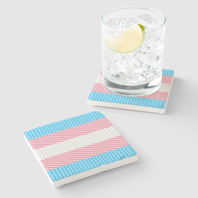 Funky Boho Rand Abstrakt Transgender Pride Flagga Stenunderlägg (Sidan)