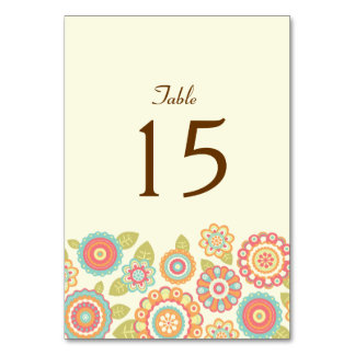 Funky Boho Retro Flowers Bröllop Bordsnummer