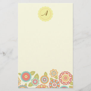 Funky Boho Retro Flowers Bröllop Brevpapper