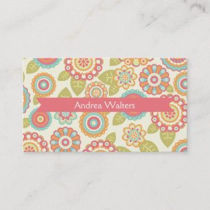 Funky Boho Retro Flowers Bröllop Visitkort