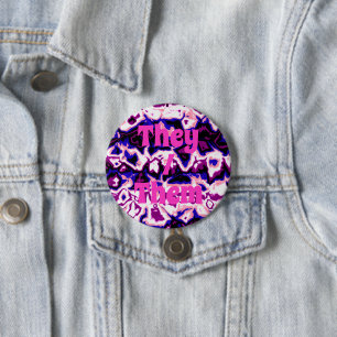 Funky Boho Retro Marmor Or Streck Genderfluid Stol Knapp