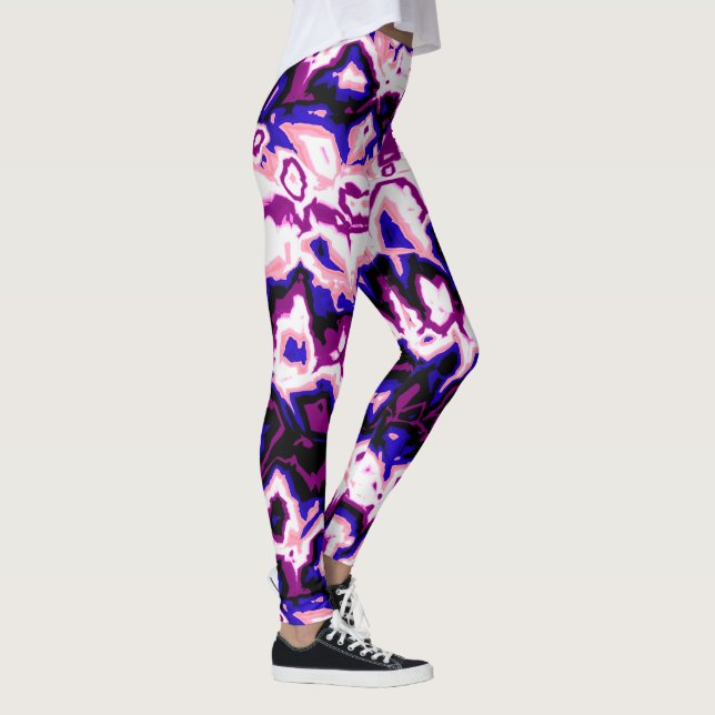 Funky Boho Retro Marmor Oranga Könsfluid Stolthet Leggings (Höger)