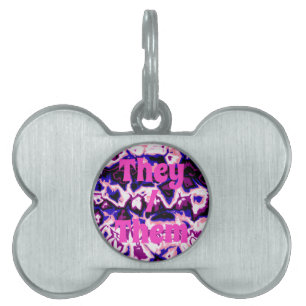 Funky Boho Retro Marmoriserade Ränder Genderfluid ID-bricka Husdjur