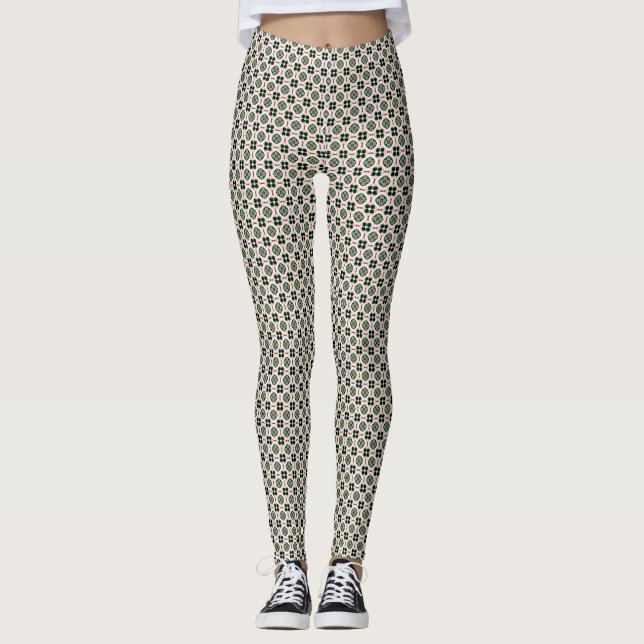 Funky Boho Retro Söt Abstrakt Julmönster Leggings (Framsida)