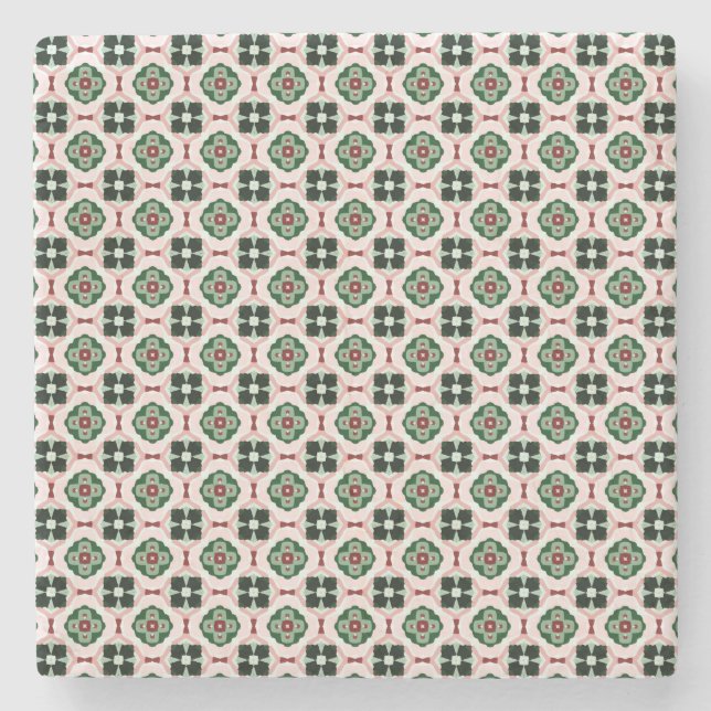 Funky Boho Retro Söt Abstrakt Julmönster Stenunderlägg (Framsidan)