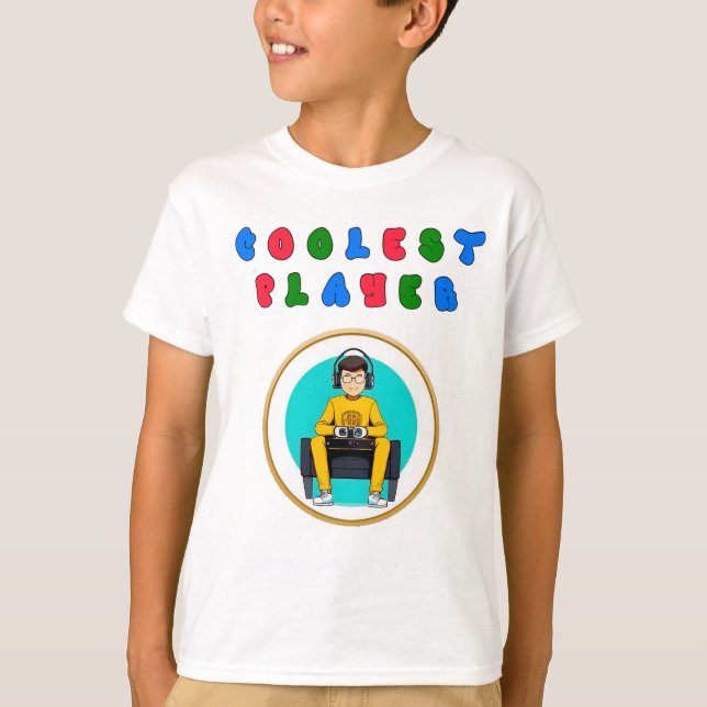 Funky bokstäver som bildar orden Coolest Player T Shirt (Framsida)
