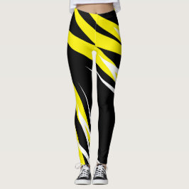 Funky Bold Abstrakt Art Black Gult White Leggings