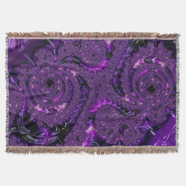 Funky Bold Boho Lila Digital Abstrakt Fractal Filt (Framsidan)