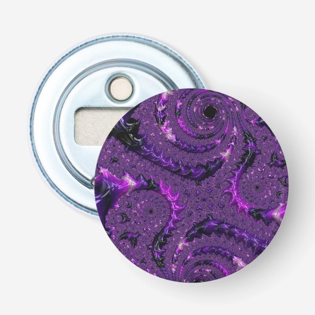 Funky Bold Boho Lila Digital Abstrakt Fractal Flasköppnare (Framsidan)