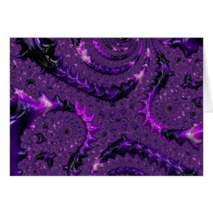 Funky Bold Boho Lila Digital Abstrakt Fractal Hälsningskort