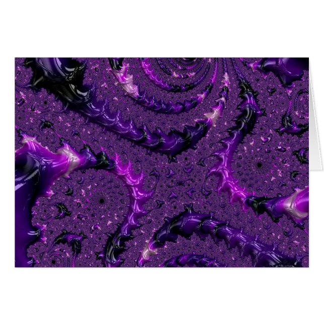 Funky Bold Boho Lila Digital Abstrakt Fractal Hälsningskort (Framsidan Horizontal)