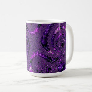 Funky Bold Boho Lila Digital Abstrakt Fractal Kaffemugg