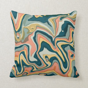 Funky Bold Colorful Artsy Marble Swirl Ebru Kudde