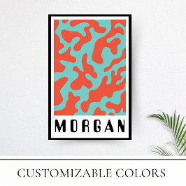 Funky Bold Retro Coral Mönster Poster