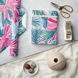 Funky Bow Pink Christmas Bow Pattern Presentpapper