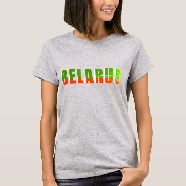 Funky Brev Vitryssland Б е л а р у Flagga T-Shirt  (Framsida)