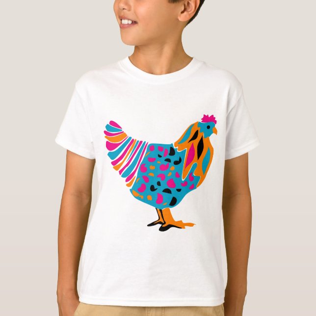 Funky Bright Chicken T Shirt (Framsida)