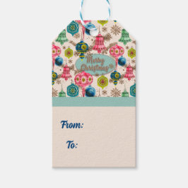 Funky Bright Retro Christmas Presentetikett