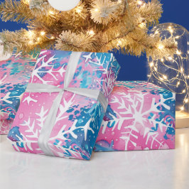 Funky Brights jul Rosa Blue Snowflake Presentpapper
