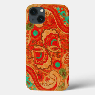 Funky Brinnen Orange Röd turkos Vintage Paisley
